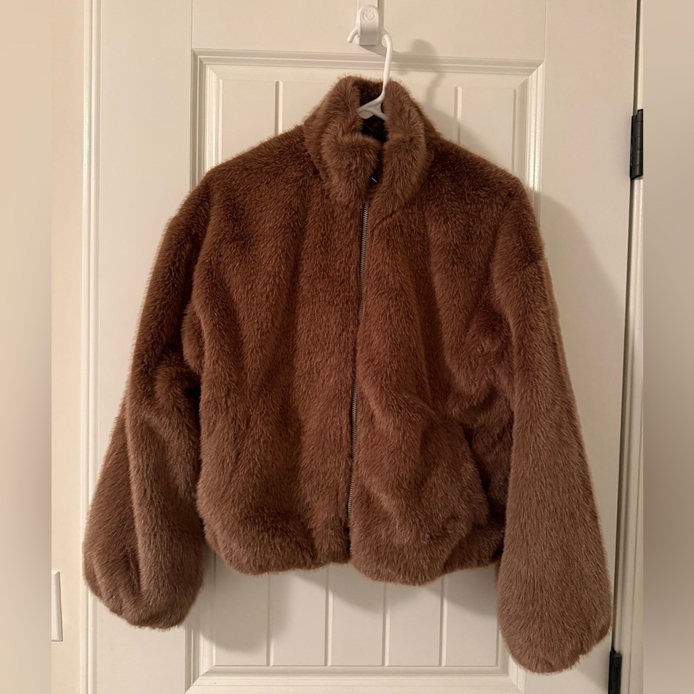 A New Day - brown fur coat - size XS - NWT